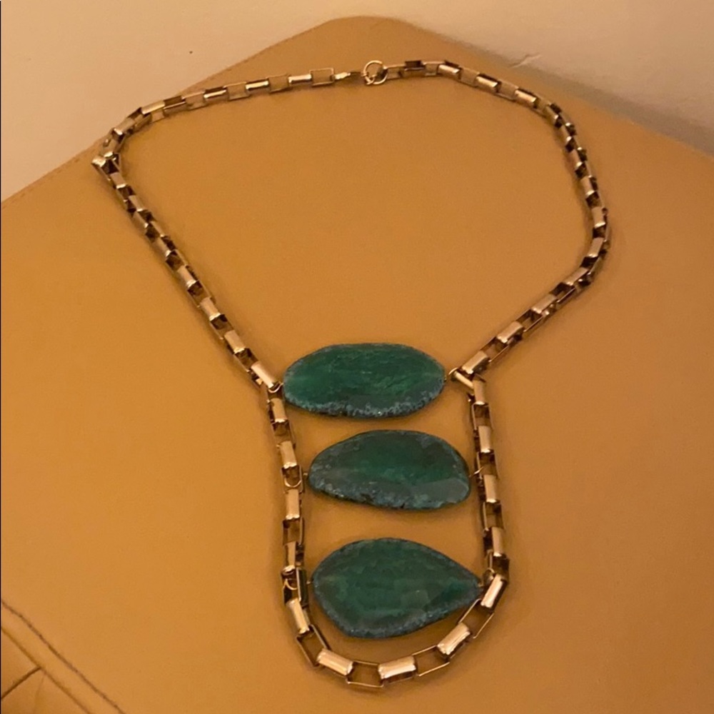 NWOT Kara Ross gold tone gemstone necklace